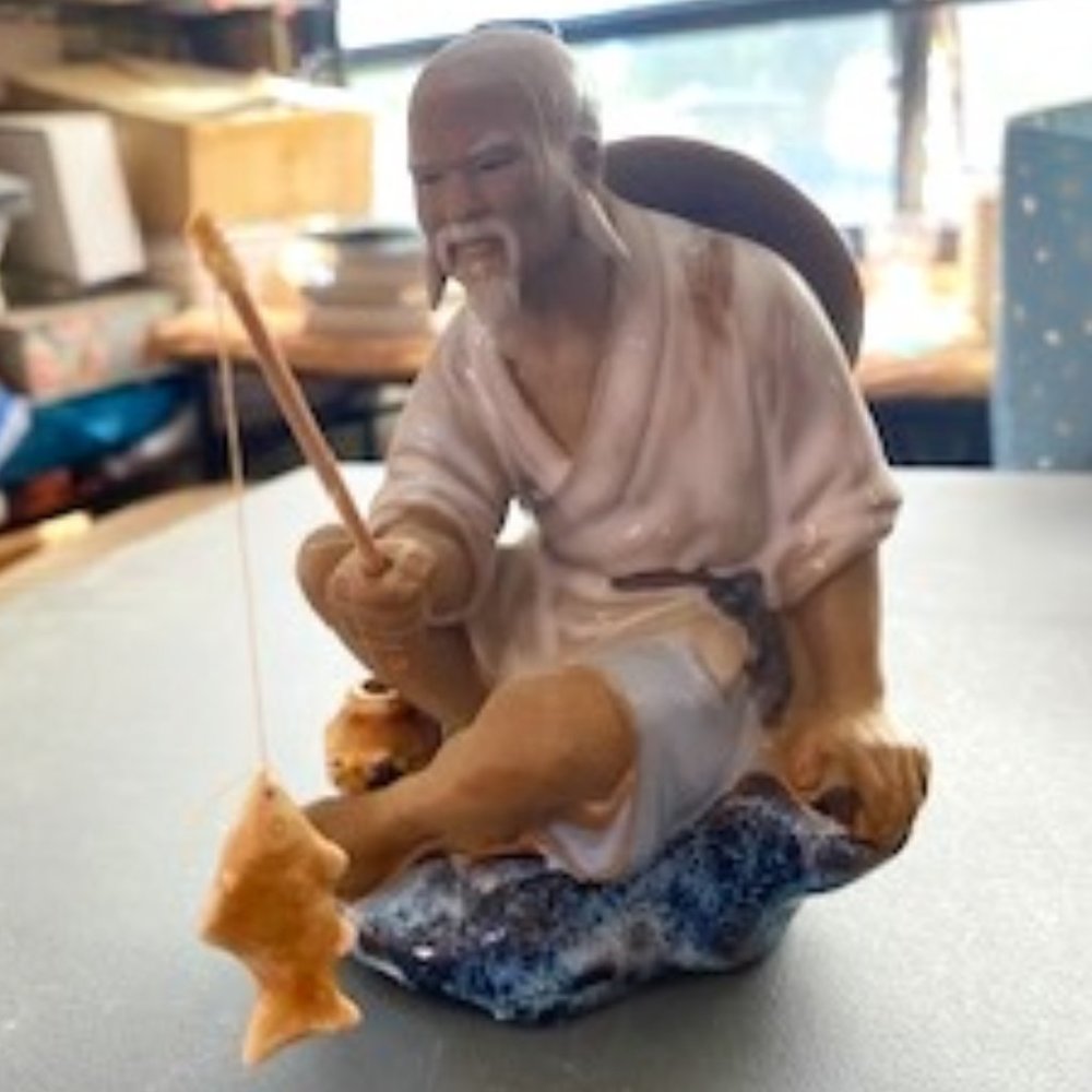 SHIWAN CHINESE MUDMAN PORCELAIN FISHERMAN